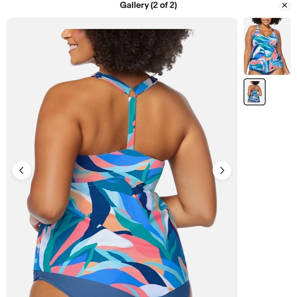 Raisins Curve Trendy Plus Size Trinidad T-Back Tankini Size 24W - Picture 3 of 6
